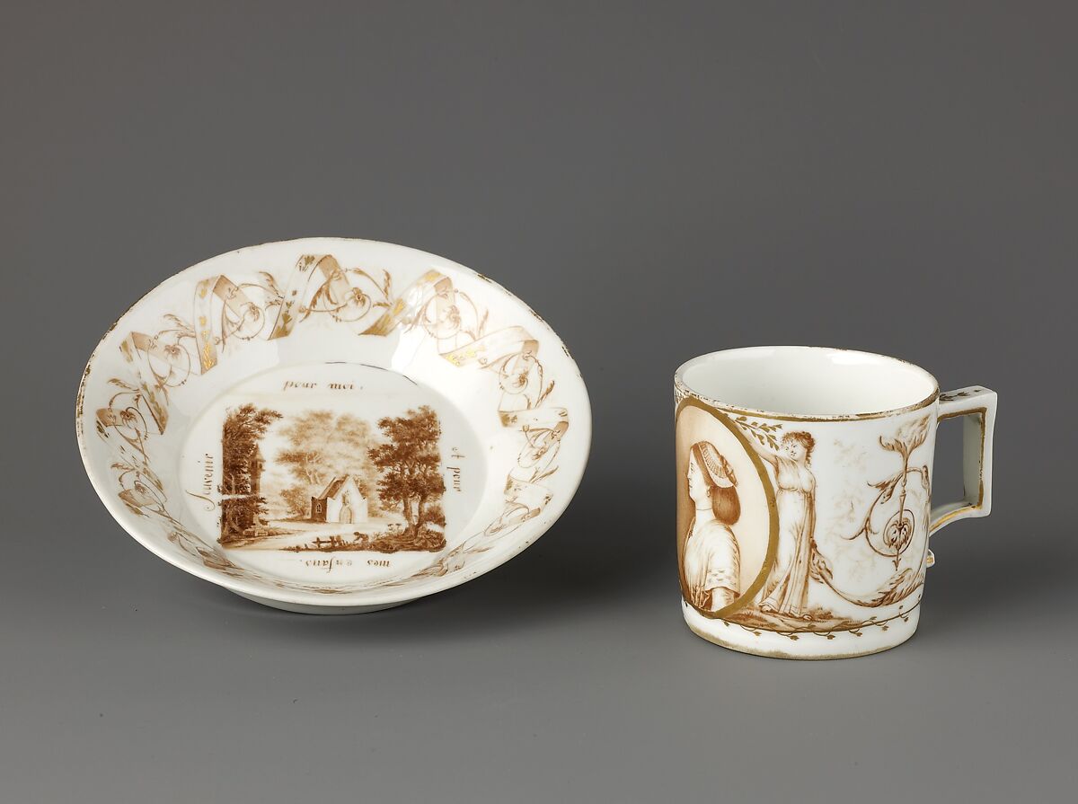 Cup and saucer, Hard-paste porcelain, German, Nymphenburg 