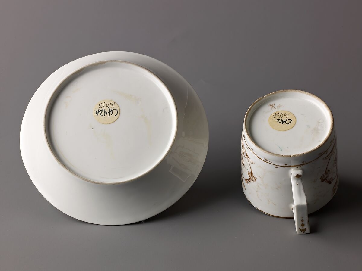 Cup and saucer, Hard-paste porcelain, German, Nymphenburg
