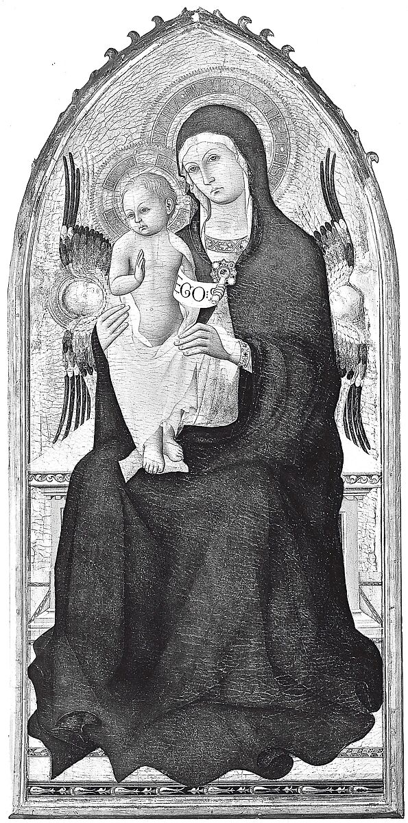 Engaged molding on a polyptych panel, Poplar. Carved, gilt: deep red bole. , Sienese