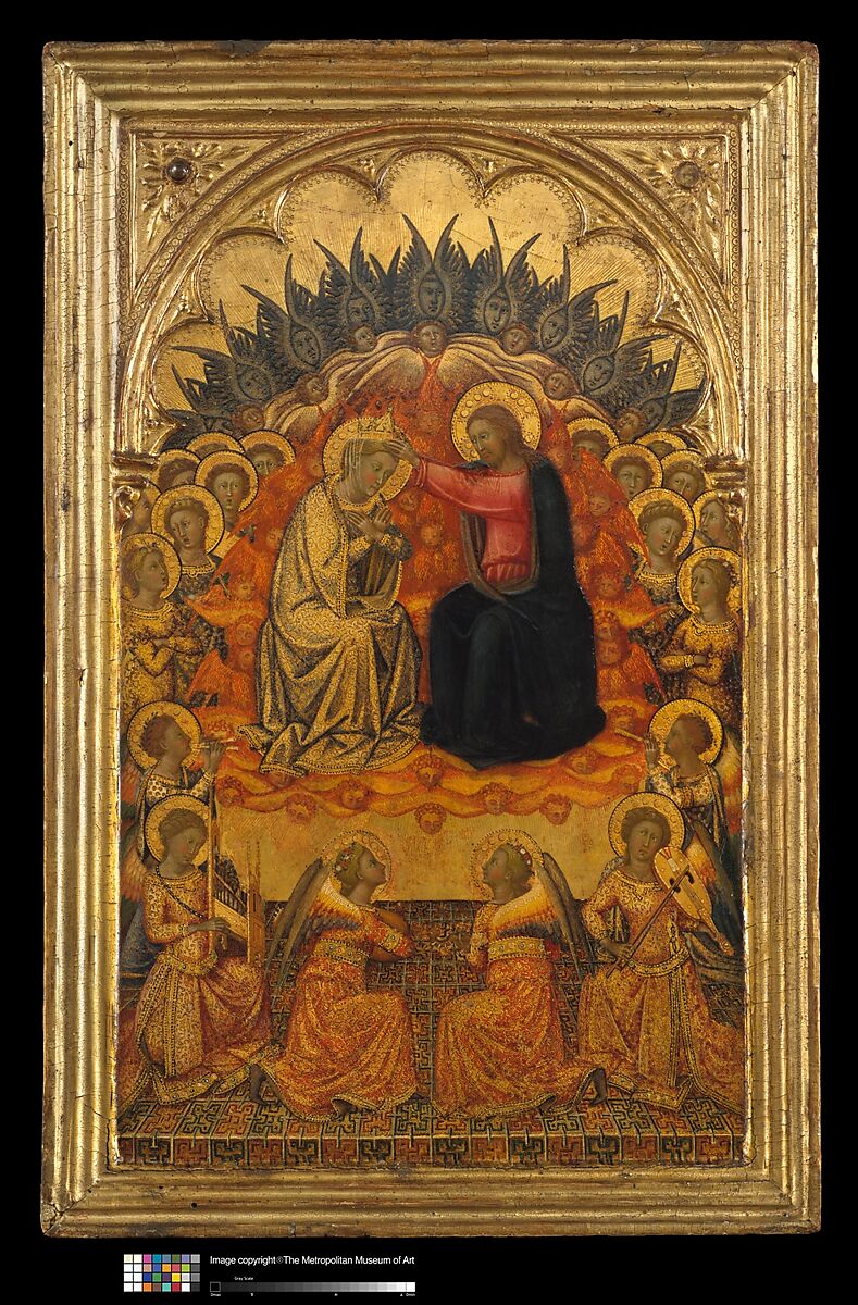 Engaged cassetta frame on a polyptych panel, Siena, Poplar. Mitered. Gilt; brown-orange bole., Sienese