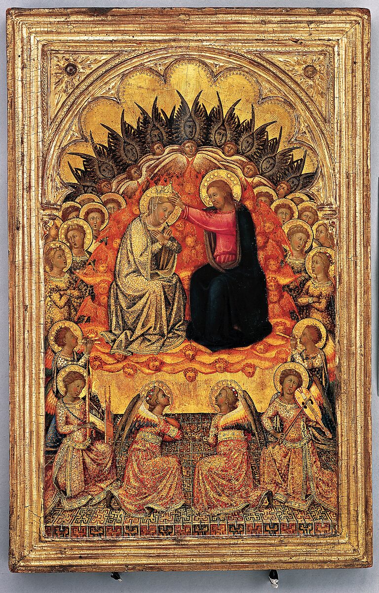Engaged cassetta frame on a polyptych panel, Siena, Poplar. Mitered. Gilt; brown-orange bole., Sienese 