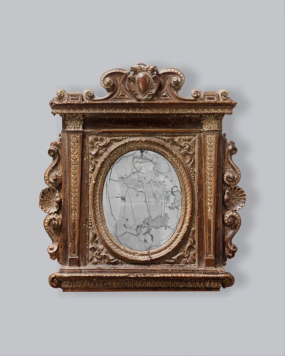 Tabernacle mirror frame, Unknown (Italian, Ferrara), Walnut, Italian, Florence(?) 