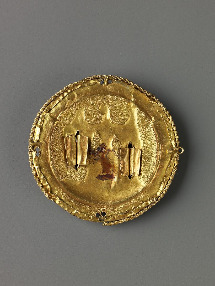 Hat Badge: Woman Choosing Between Youth and Old Age, Gold, gold filigree and enamel, probably Flemish (Malines)