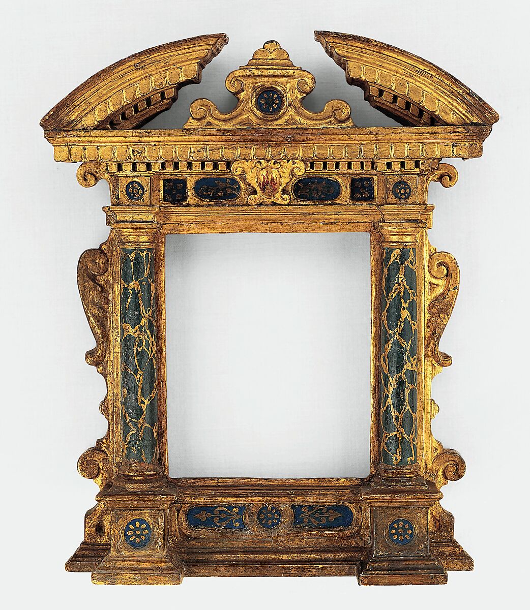 Tabernacle frame, Carved, gilt and painted poplar, Italian, Marches 
