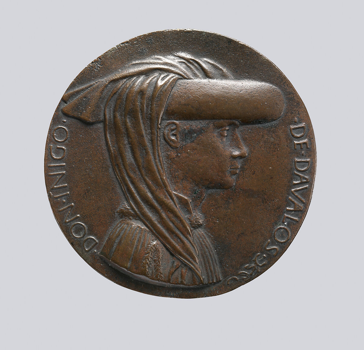 Portrait medal of Don Inigo d'Avalos (obverse); Sphere Representing Earth, Sea, and Sky (reverse), Pisanello (Antonio Pisano) (Italian, Pisa or Verona by 1395–1455), Bronze (copper alloy with warm brown patina under a worn layer of black wax) 