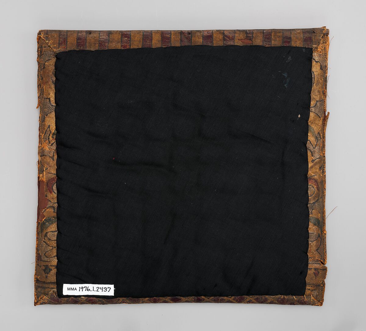 Chair seat cushion, Leather, tooled and painted, Italian or Spanish