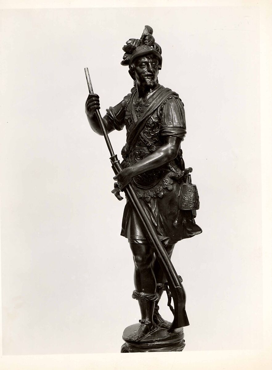 Andiron, Model, workshop of Niccolò Roccatagliata (Italian, born Genoa, active 1593–1636) (?), Venice, Copper alloy with a warm brown patina under a partly worn dark brown to black patina, cast in three segments.