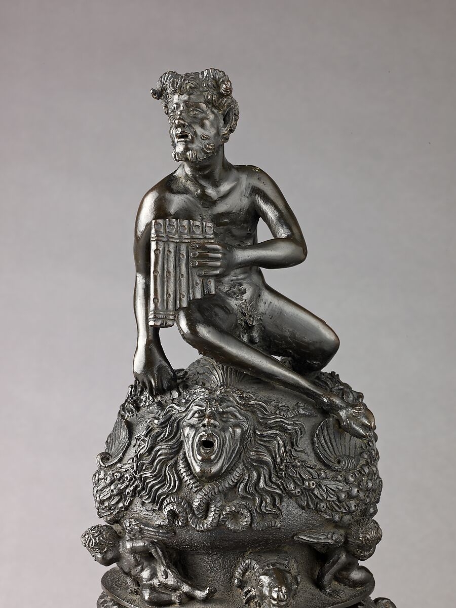 Perfume Burner Surmounted by a Satyr, Workshop of Desiderio da Firenze (Italian, born Florence, active Padua, 1532–45), Binary alloy (copper, tin, with traces of zinc, iron, nickel, silver, and antimony); a brown to olive green patina and minor traces of gilding.