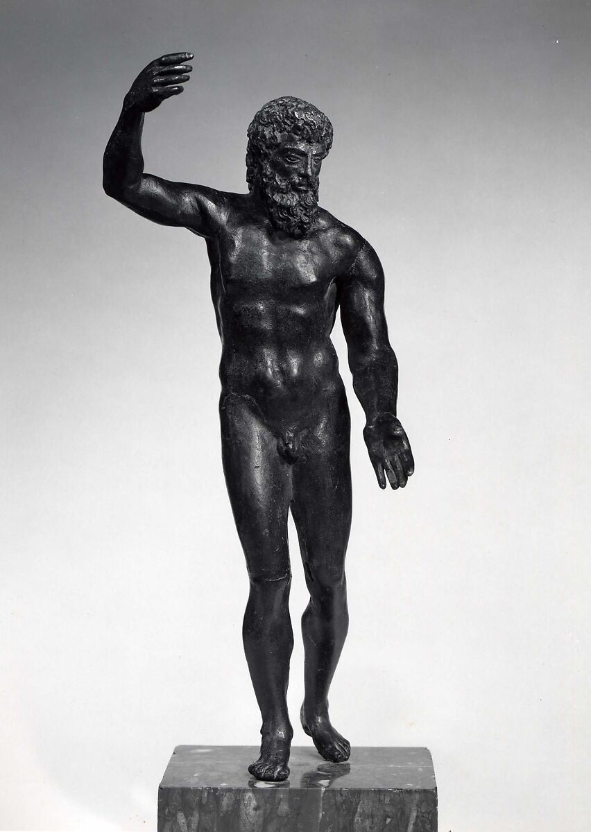 Neptune, Attributed to Pietro da Barga (Italian, Florence, active 1574–88), Copper alloy with light brown patina under a verdigris patina. 