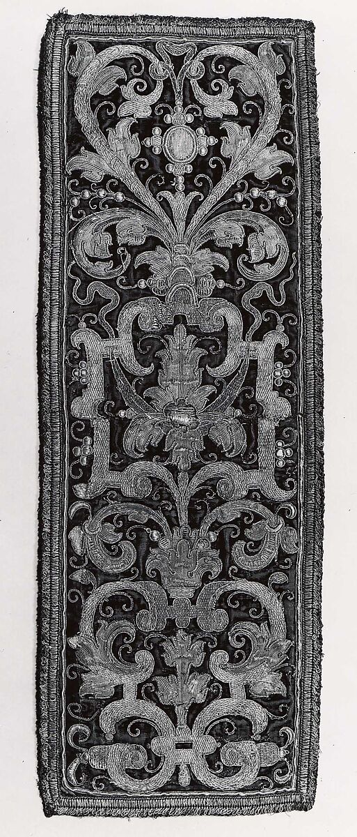 Panel made from Orphrey Sections, Silk; metal; linen, Spanish 