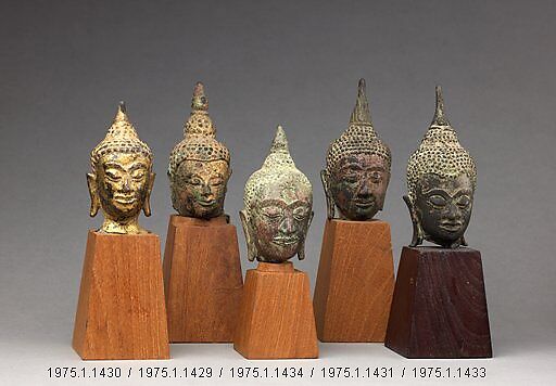 Head of the Buddha, Thai  , Ayutthaya period or, Copper alloy, some traces of leaf gilding., Thai