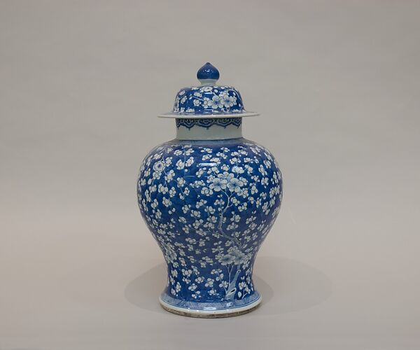 Covered jar with plum blossoms
