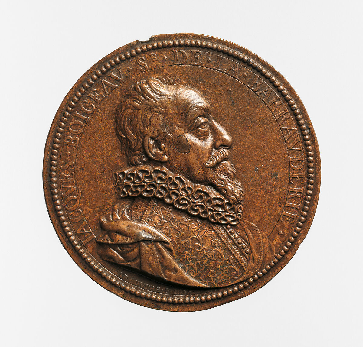 Portrait medal of Jacques Boyceau (obverse); Allegory of the Cycle of Life (reverse), Abraham Dupré (1604–1647)  , Paris, Bronze (copper alloy with reddish brown cuprite patina), French 