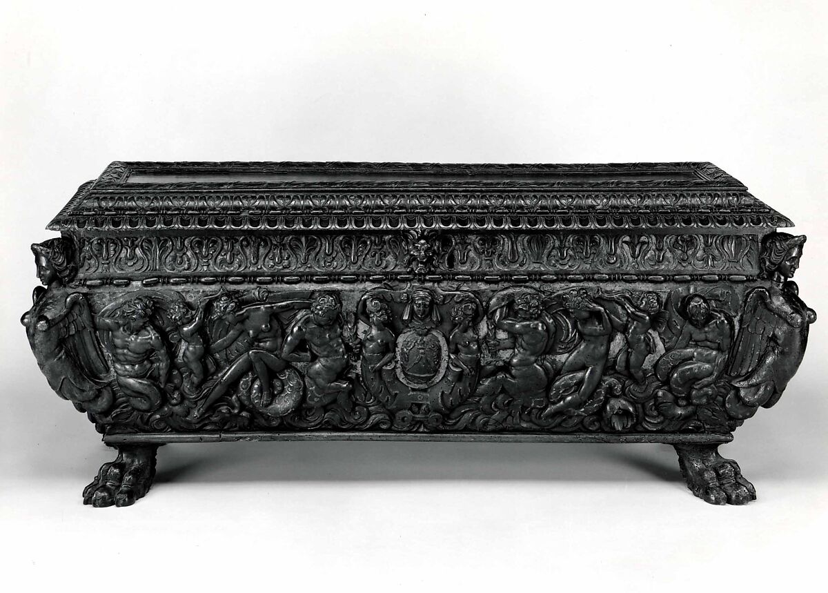 Cassone, Walnut, carved and partially gilded., Italian (Tuscany or Rome?)
