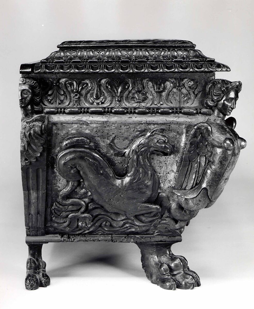 Cassone, Walnut, carved and partially gilded., Italian (Tuscany or Rome?)
