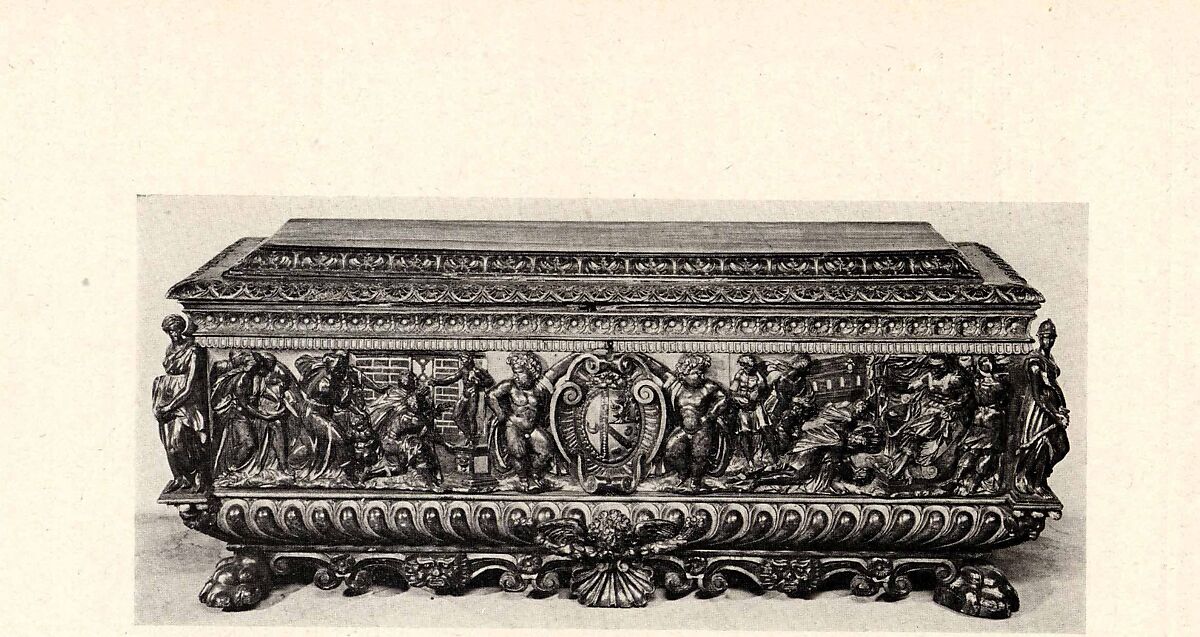 Cassone (chest), pair with 1975.1.1947, Walnut, carved and partially gilded; coniferous wood., Italian (Rome or Siena?)