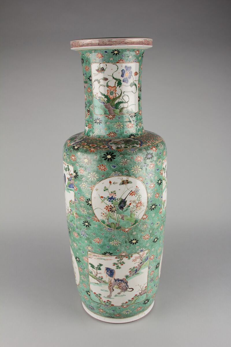 Vase with auspicious animals, Porcelain painted with overglaze enamels (Jingdezhen ware), China