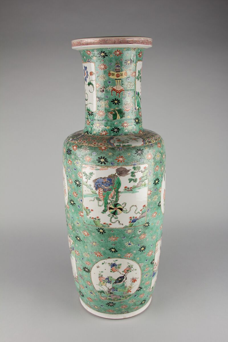 Vase with auspicious animals, Porcelain painted with overglaze enamels (Jingdezhen ware), China