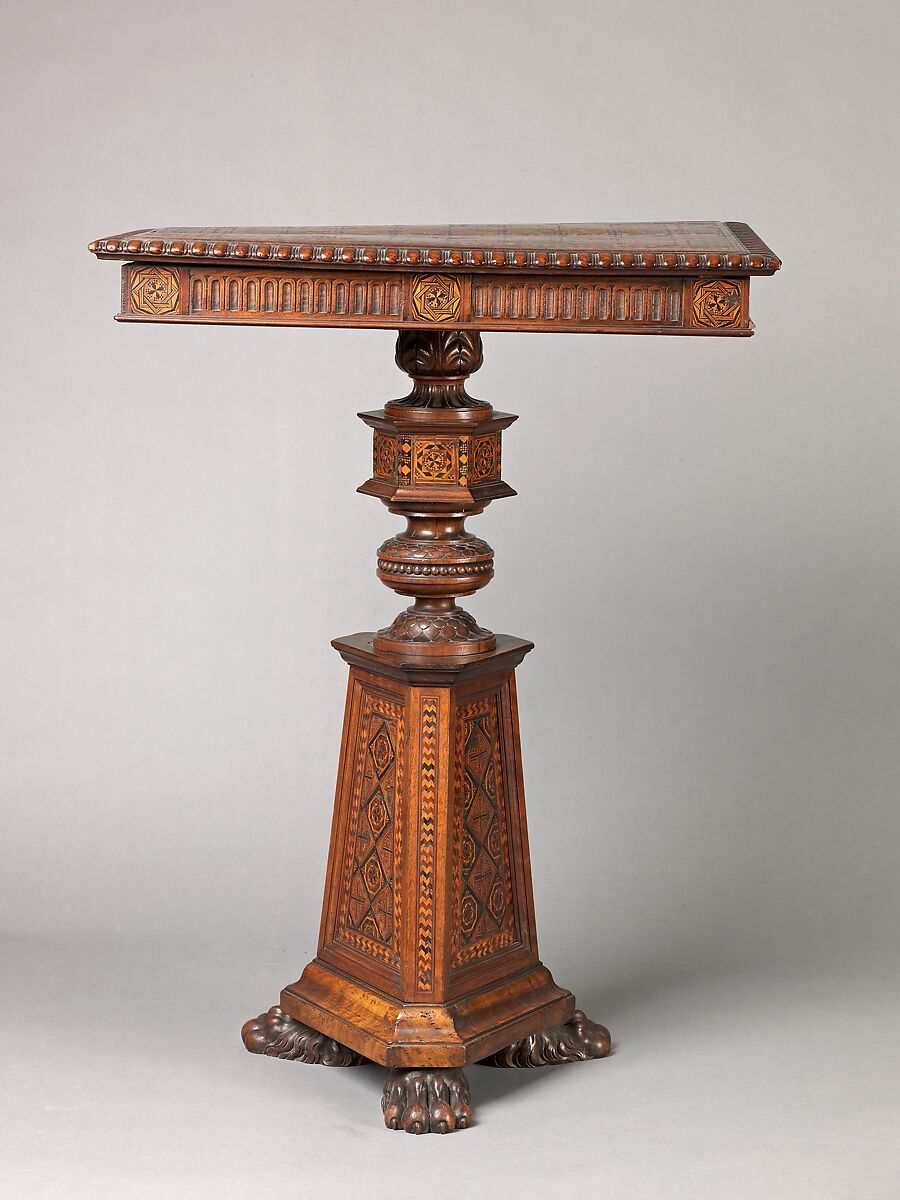 Small table, Walnut, poplar, maple, and other woods., Italian