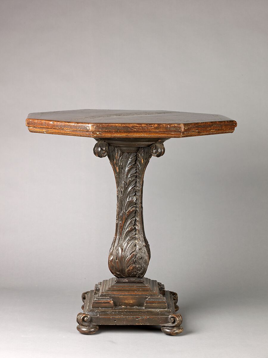 Octagonal table, Walnut., Italian 