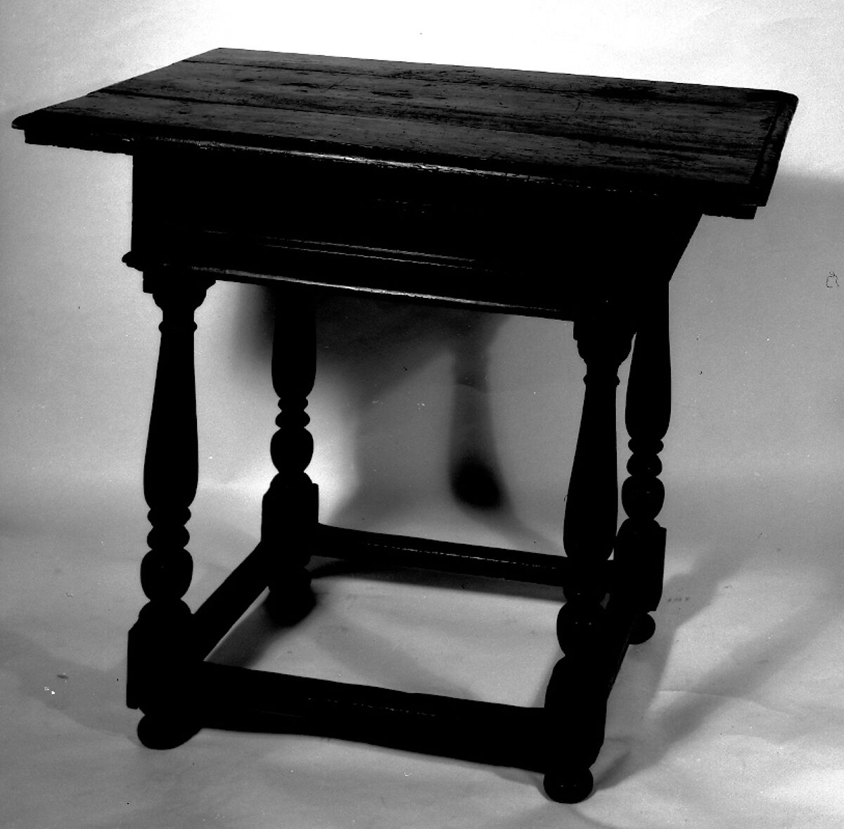 Small table, Walnut, turned, and bronze., Italian