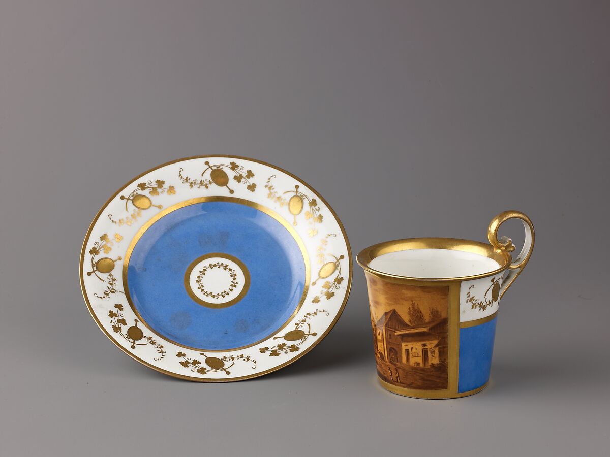 Cup and saucer, Hard-paste porcelain, Austrian, Vienna 