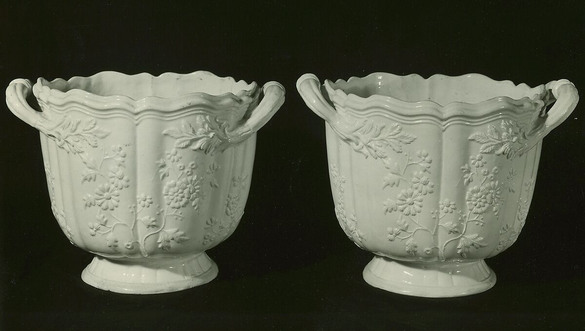 Pair of wine coolers (seaus à bouteilles), Lead-glazed earthenware., French, Lunéville (?)