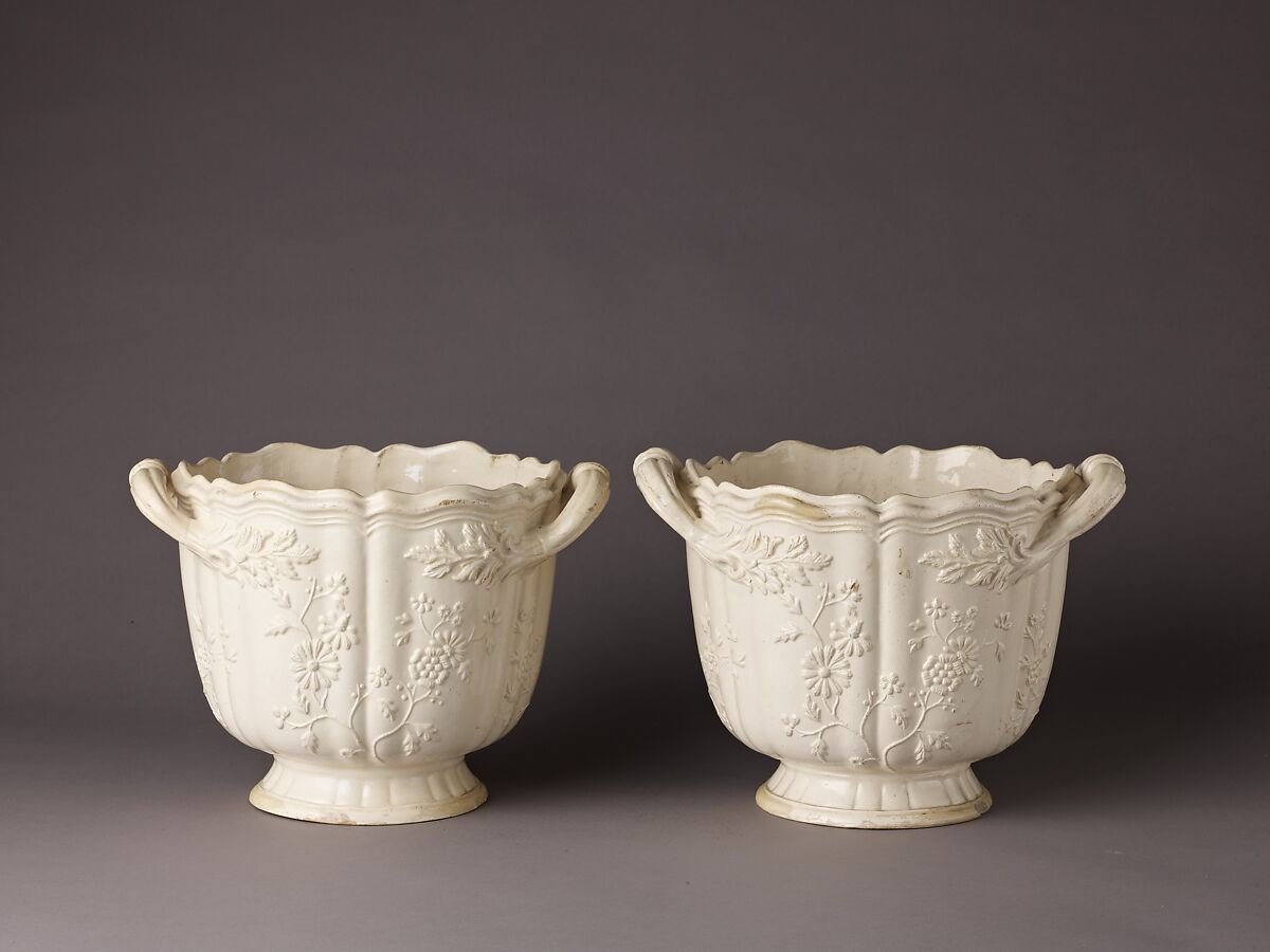 Pair of wine coolers (seaus à bouteilles), Lead-glazed earthenware., French, Lunéville (?) 