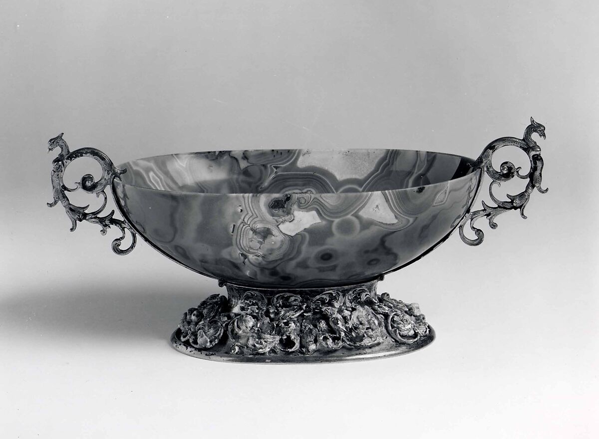Bowl with Handles, Marx Merzenbach (German (Augsberg), active 1642-died 1688), Jasper, silver gilt and enamel., German, Augsburg