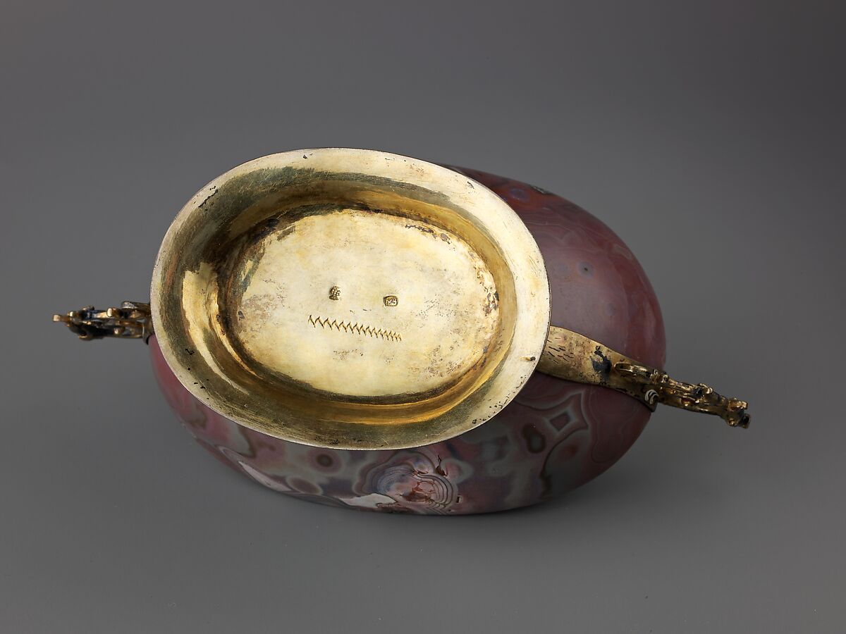 Bowl with Handles, Marx Merzenbach (German (Augsberg), active 1642-died 1688), Jasper, silver gilt and enamel., German, Augsburg