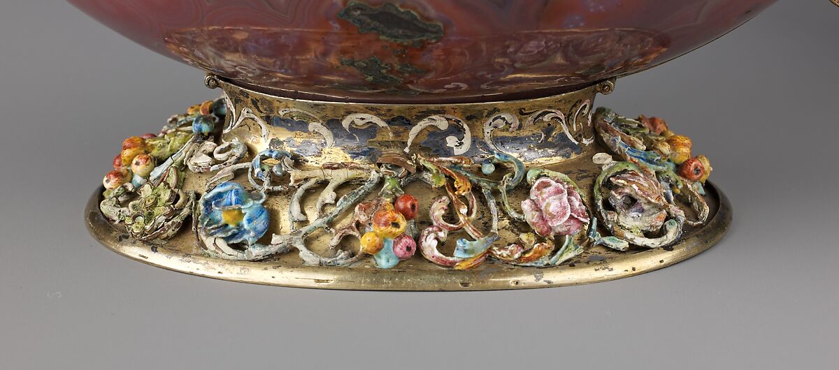 Bowl with Handles, Marx Merzenbach (German (Augsberg), active 1642-died 1688), Jasper, silver gilt and enamel., German, Augsburg