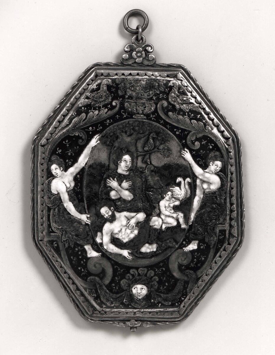 Mirror: Venus Mourning the Dead Adonis, Suzanne de Court (French, active 1575–1625), Painted enamel, partly gilt and partly silvered, on copper; silver; glass.