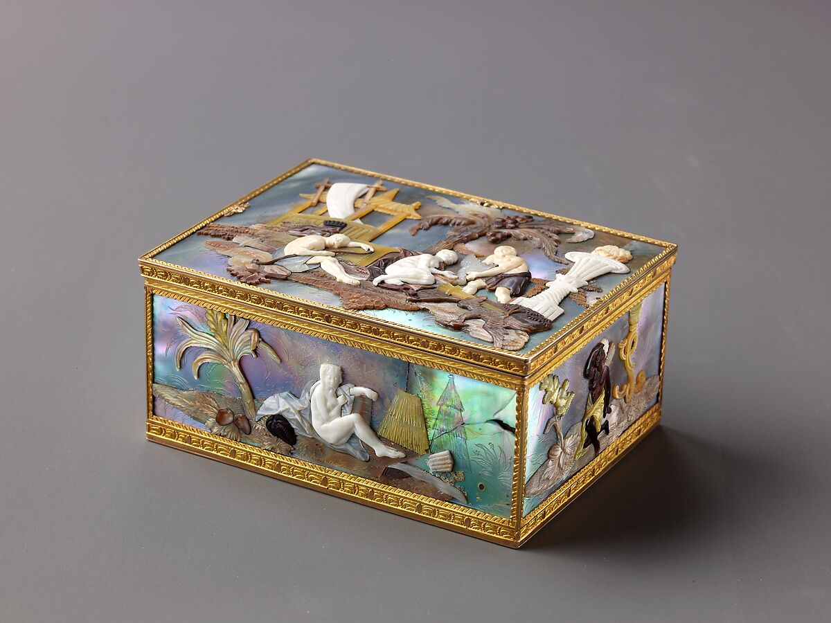Snuffbox with Mother-of-Pearl Decoration, Gold, ivory, mother-of-pearl, German