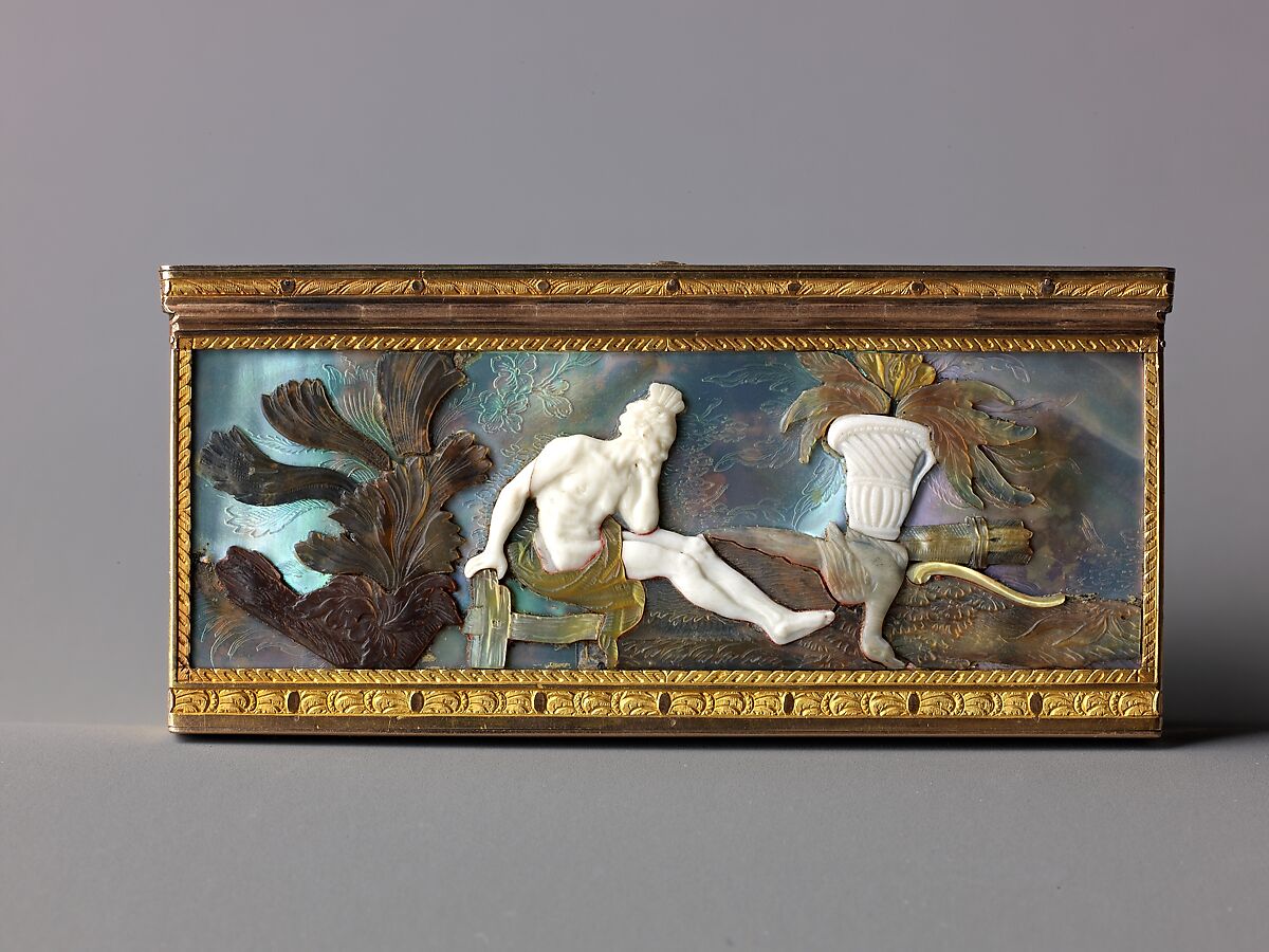 Snuffbox with Mother-of-Pearl Decoration, Gold, ivory, mother-of-pearl, German