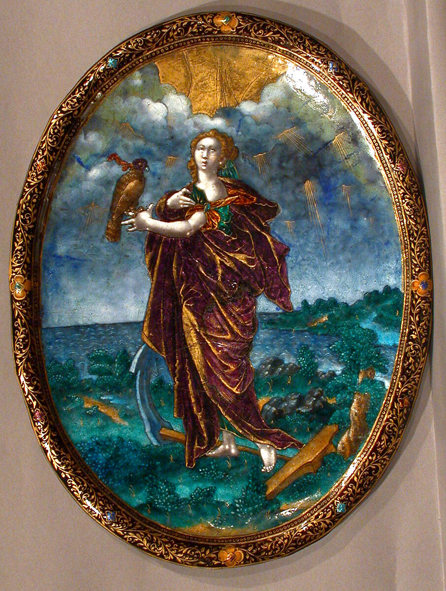 Hope, Master IDC (French, active Limoges 1614–27) or, Painted enamel, partly gilt, on copper.