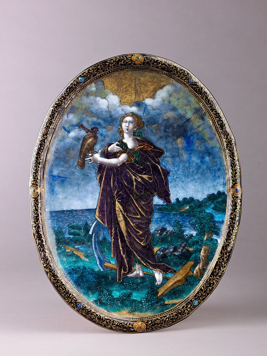 Hope, Master IDC (French, active Limoges 1614–27) or, Painted enamel, partly gilt, on copper. 