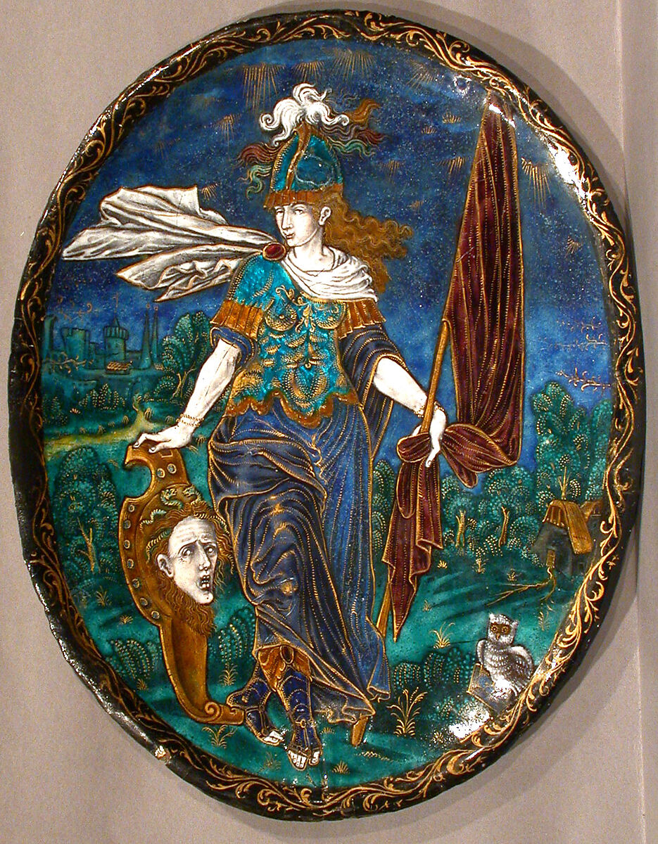 Minerva, probably Jean Limosin (French, Limoges ca. 1580– 1646), Painted enamel on copper, partly gilt.