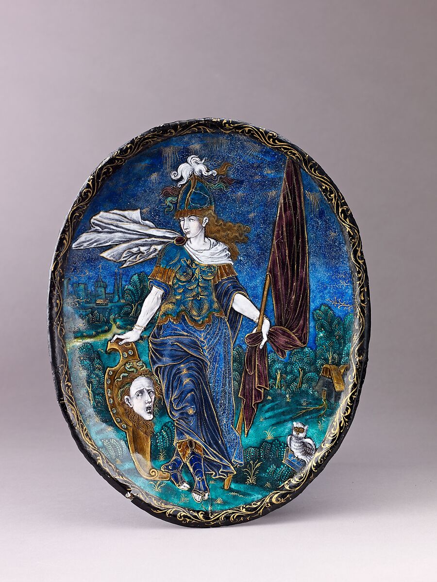 Minerva, probably Jean Limosin (French, Limoges ca. 1580– 1646), Painted enamel on copper, partly gilt. 