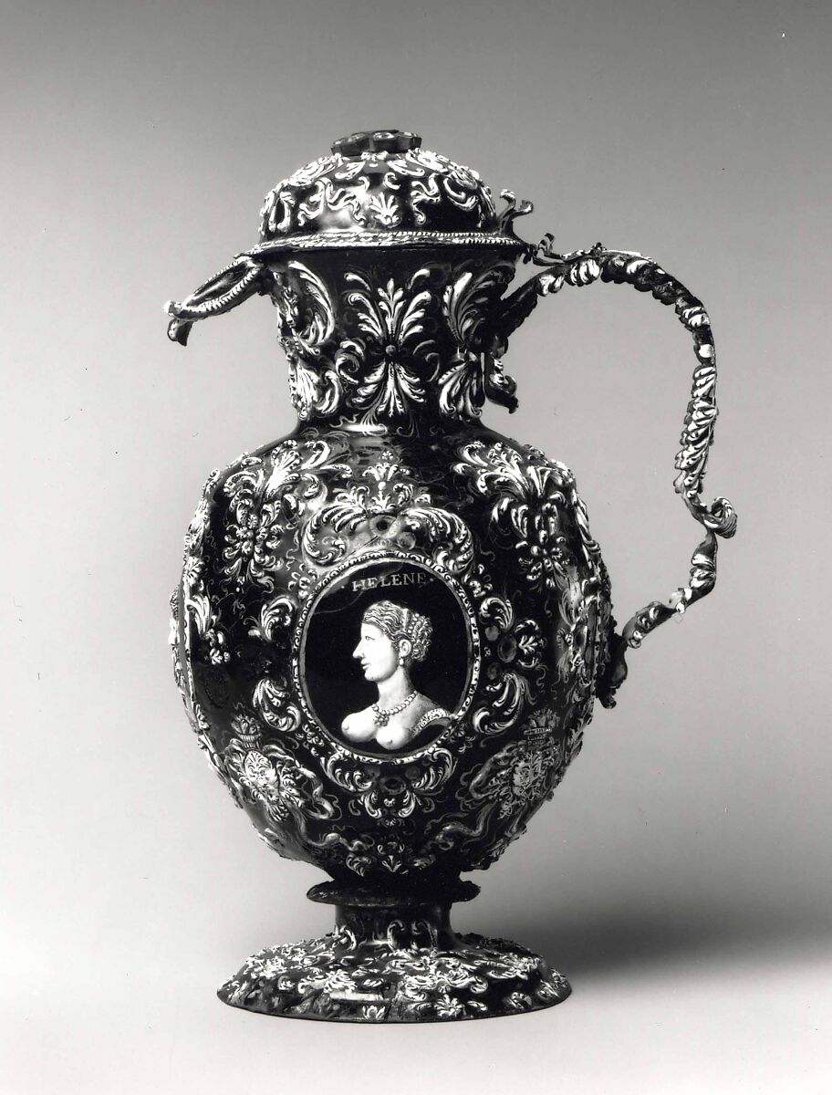Ewer, Jacques Nouailher (French, Limoges 1605–1674 Limoges), Painted enamel on
copper, partly gilt; paste gems.