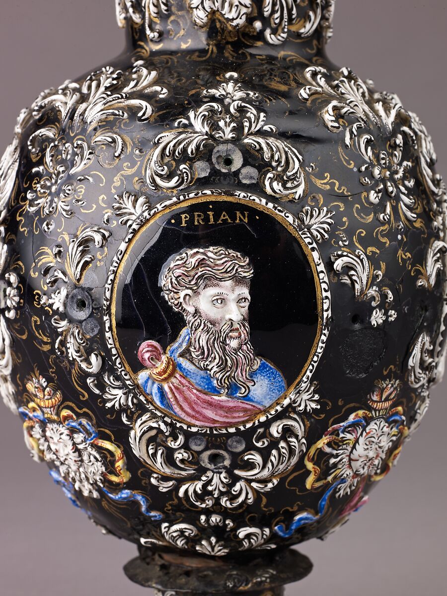 Ewer, Jacques Nouailher (French, Limoges 1605–1674 Limoges), Painted enamel on
copper, partly gilt; paste gems.