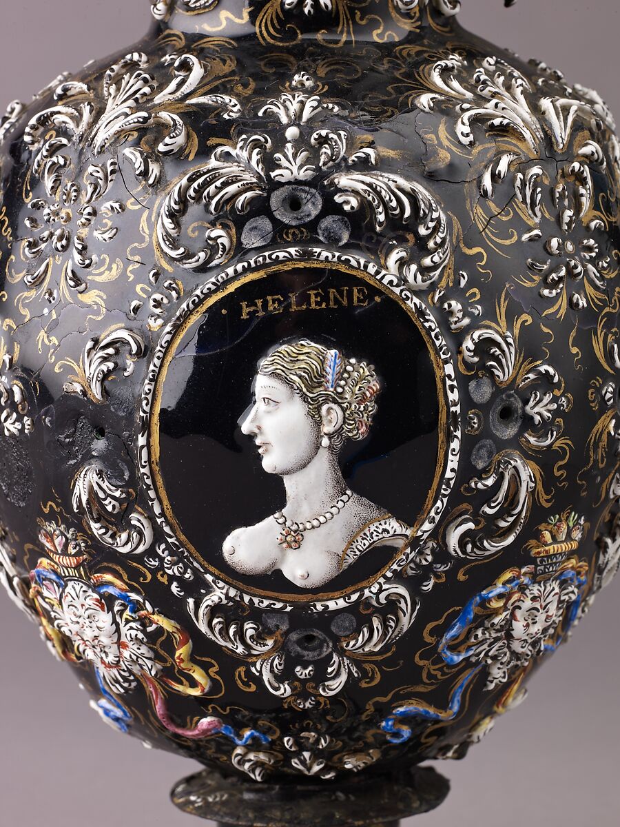 Ewer, Jacques Nouailher (French, Limoges 1605–1674 Limoges), Painted enamel on
copper, partly gilt; paste gems.