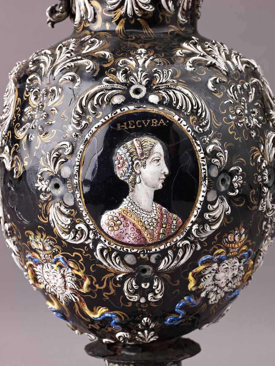 Ewer, Jacques Nouailher (French, Limoges 1605–1674 Limoges), Painted enamel on
copper, partly gilt; paste gems.