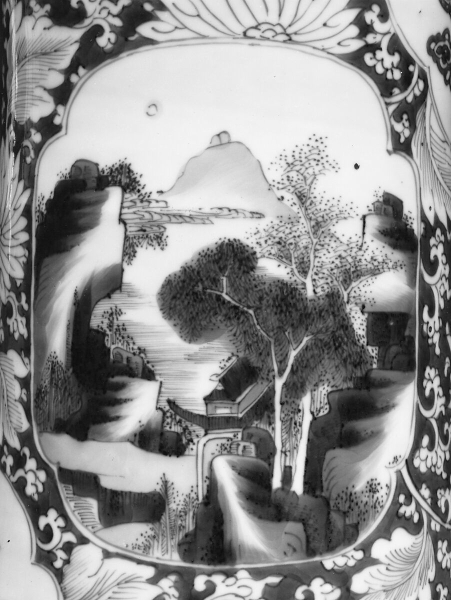 Vase with landscape and bird-and-flower scenes, Porcelain painted with cobalt blue under a transparent glaze (Jingdezhen ware, Jiangxi), China