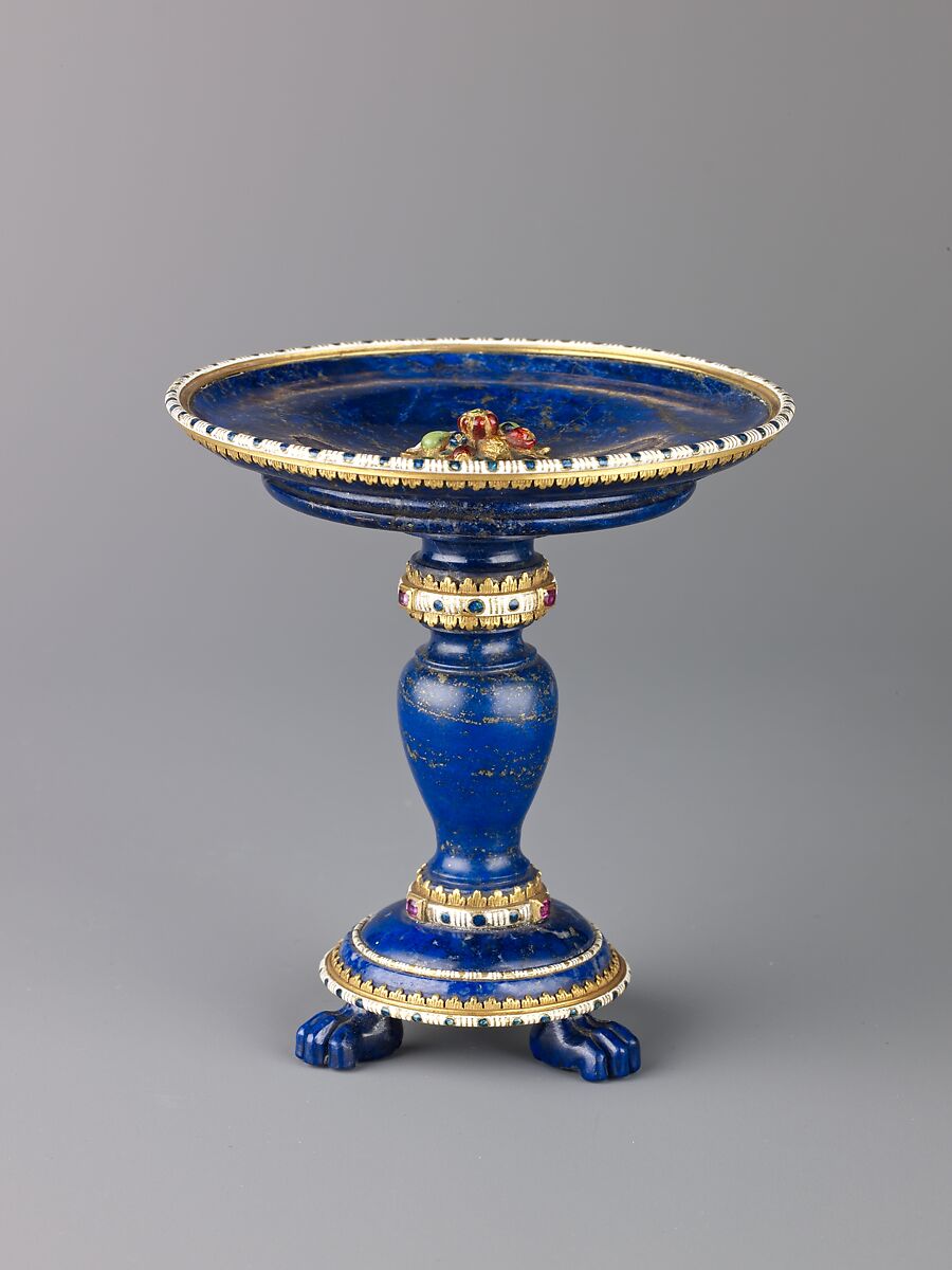 Tazza, Lapis lazuli, gold enamel, and rubies., probably French 