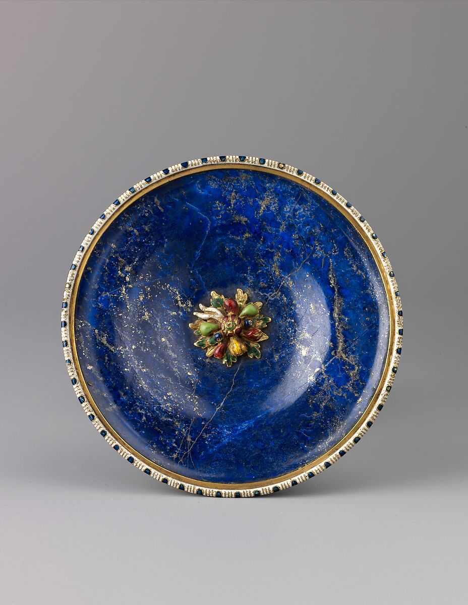 Tazza, Lapis lazuli, gold enamel, and rubies., probably French