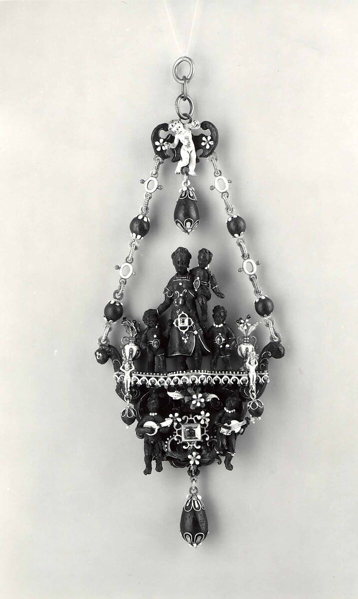 Pendant of "Ambergris", Black composition, gold, enamel, and diamonds., probably Western Europe, possibly Paris