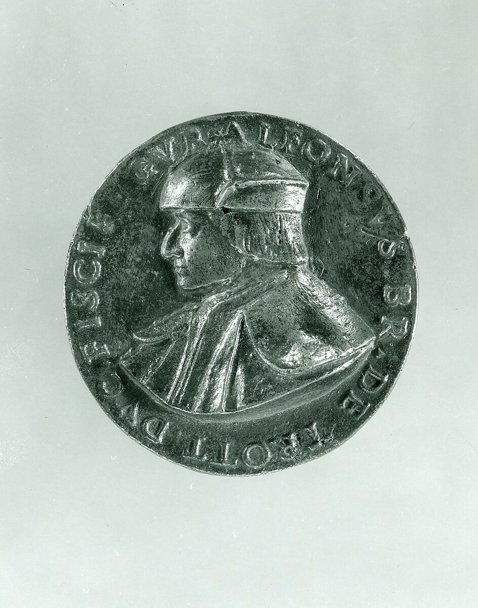 Medal:  Alfonso de Brandeligi Trotti, Bronze (Copper alloy with brown patina
under a worn layer of black lacquer or wax)., Italian, Ferrara 