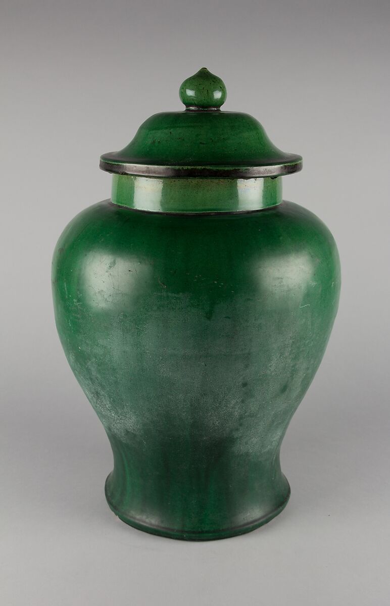 Covered jar, Stoneware with green and brown glaze (Shanxi ware), China