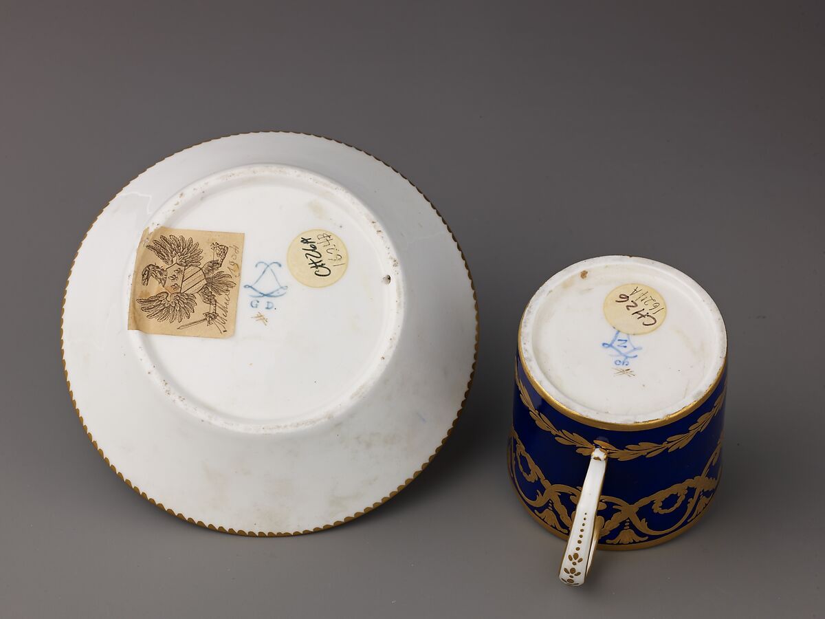 Cup and saucer, Jean Etienne Chabry (French, ca. 1749–after 1787) and, Soft-paste porcelain