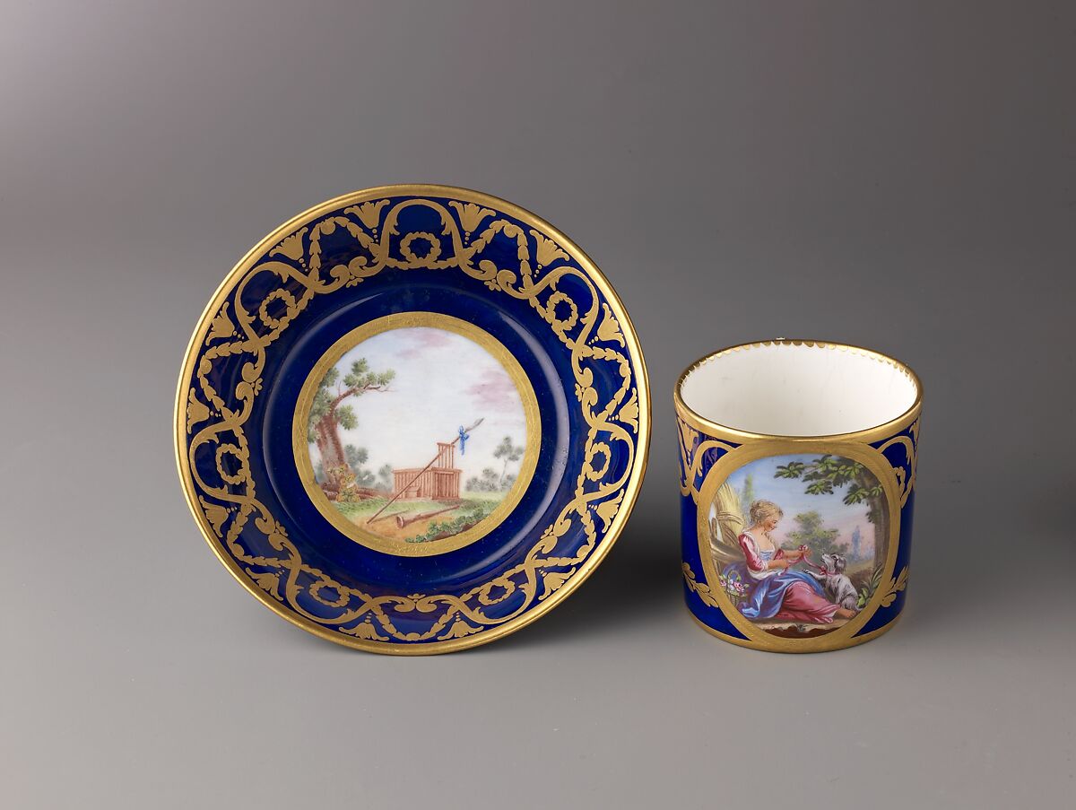 Cup and saucer, Jean Etienne Chabry (French, ca. 1749–after 1787) and, Soft-paste porcelain 